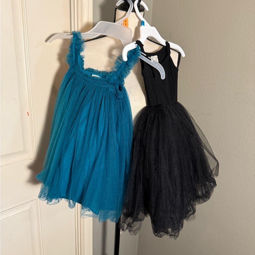 Elegant Kids Casual Dresses in Teal and Black